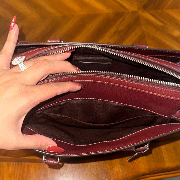 Coach Red Leather Satchel with Signature Design - Picture 11 of 12